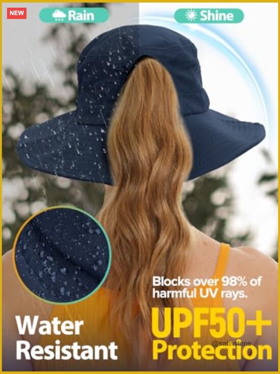UPF 50+ Waterproof Fishing Safari Sun Hat with Ponytail Hole main image 4